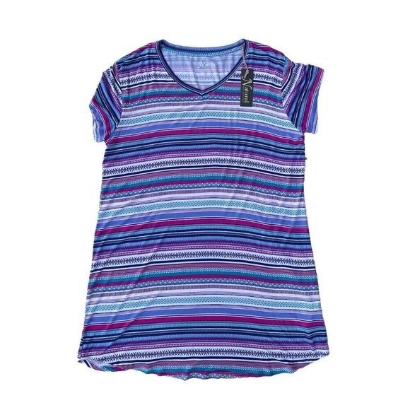 Natural Reflections Blue Tribal Stripe Multi Color Loose Fit Sleep Shirt Size L - Picture 13 of 16